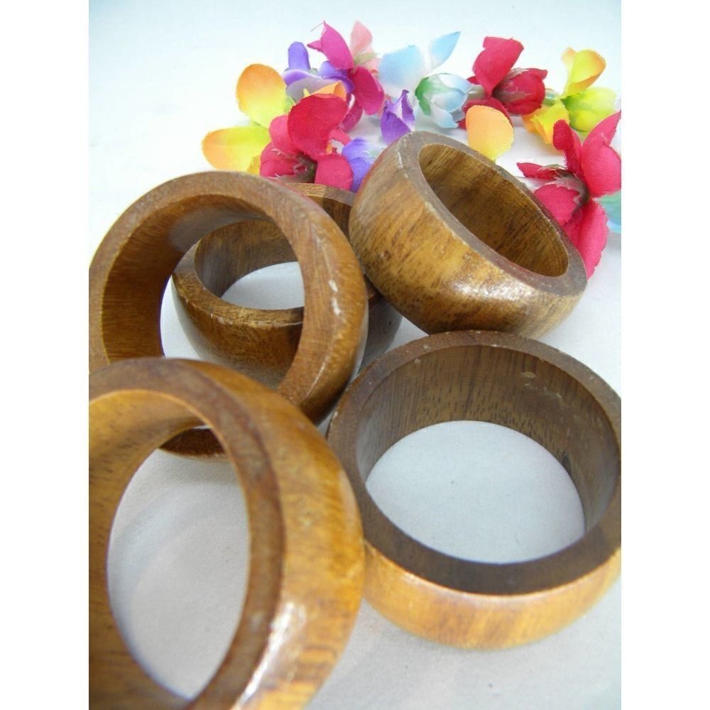 Wooden Napkin Rings Set of 5 - Picture 4 of 4
